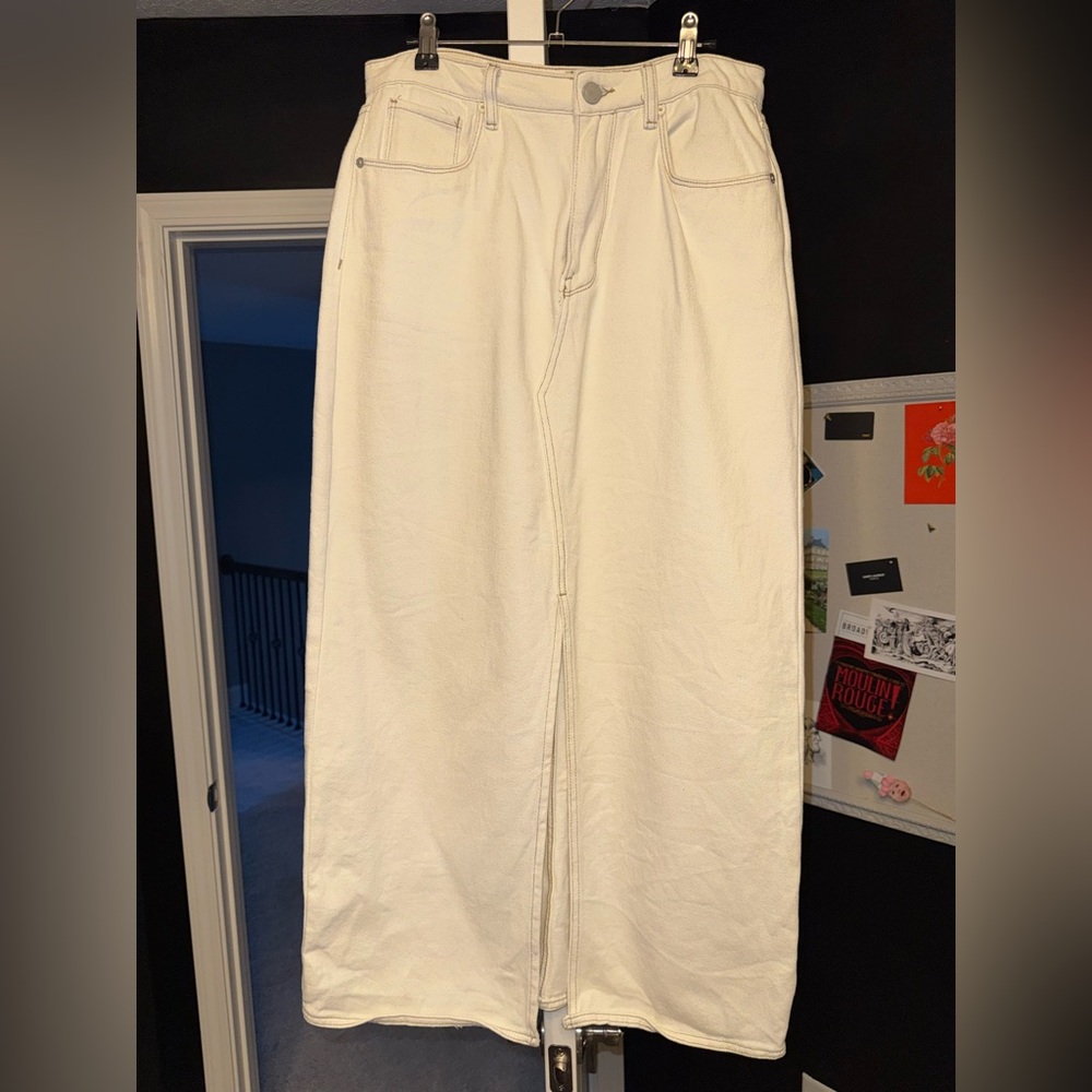 Blank NYC Cream Denim Midi Skirt